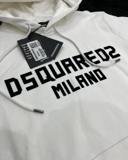 Felpa con cappuccio DSQ white