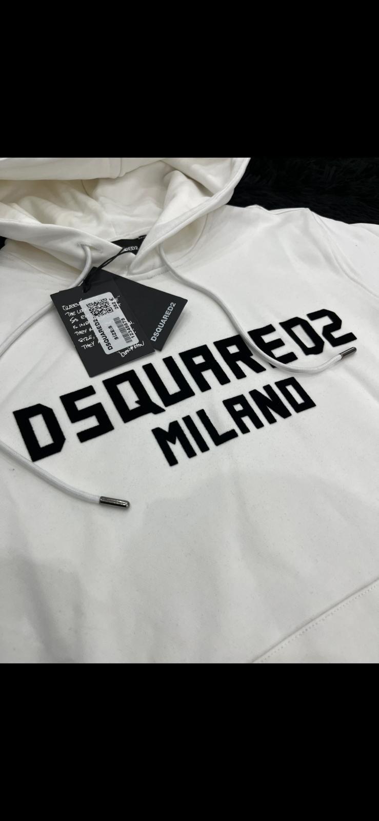 Felpa con cappuccio DSQ white